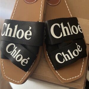 Chloé Black Sandals with Logo